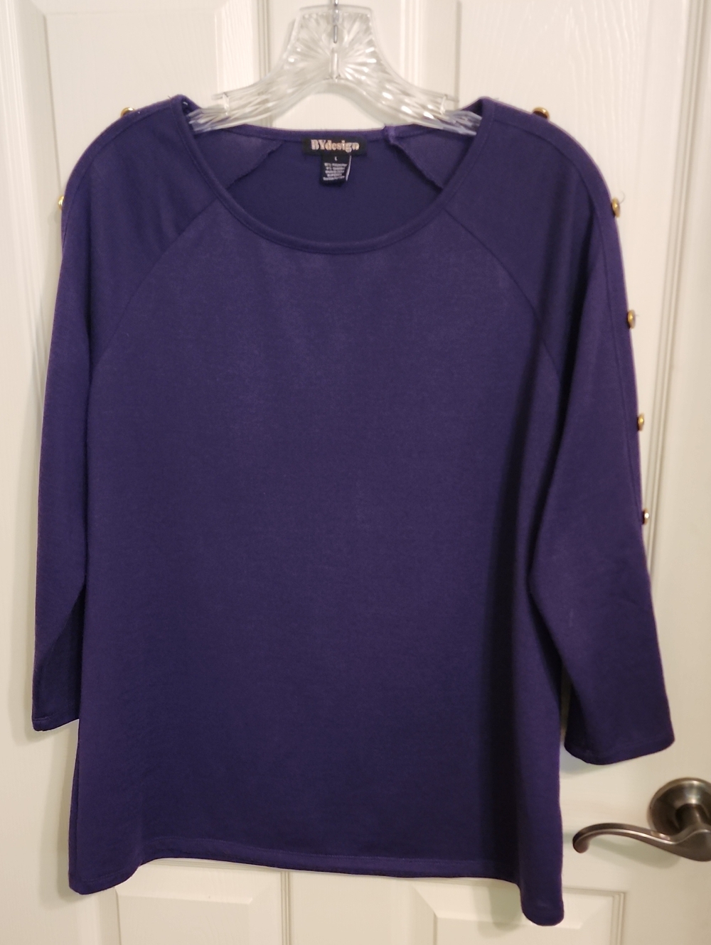 BY Design Purple Button-Accent Women's Top